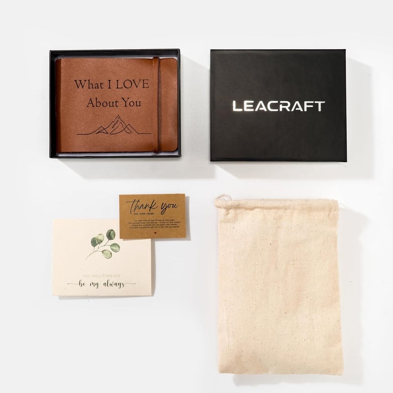 LEACRAFT كتاب ما أحبه فيك، 50 سببًا لملئ الفراغ، هدايا عيد الميلاد الرومانسية للنساء، الرجال، الصديق، الزوج، له، الصديقة، الزوجين، يوم الحب المصنوع يدويًا، دفتر جلد بحجم الجيب - Image 2